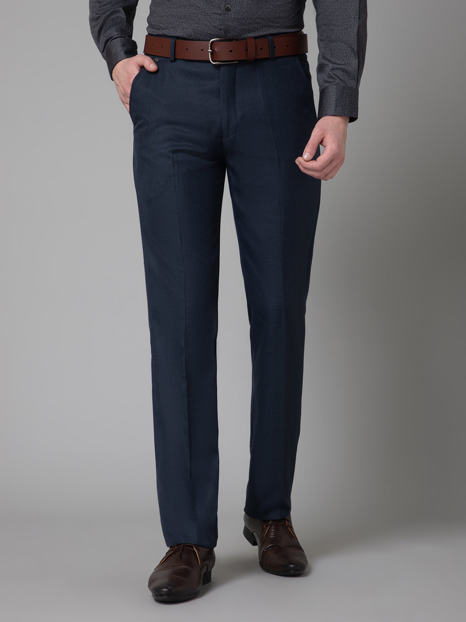 Buy Navy Blue Trousers & Pants for Men by J. Hampstead Online | Ajio.com